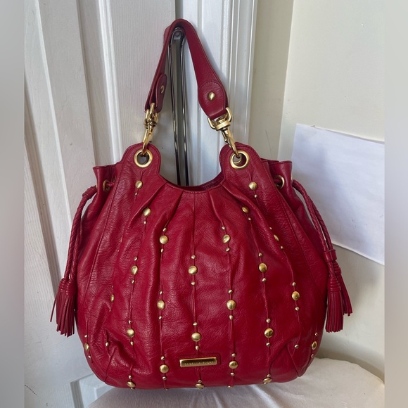 Isabelle Fiore Red Leather Studded Handbag EUC - Picture 13 of 15